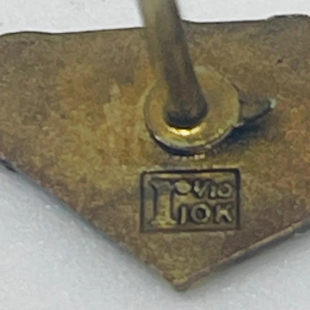 Vtg 1/10 10K Gold 100 Year Art Deco Era Lapel Pin Back 1.00 grams 1 cm Signed 